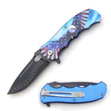 "Freedom,Liberty,Justice" USA Tactical  Assist Knife 4.5